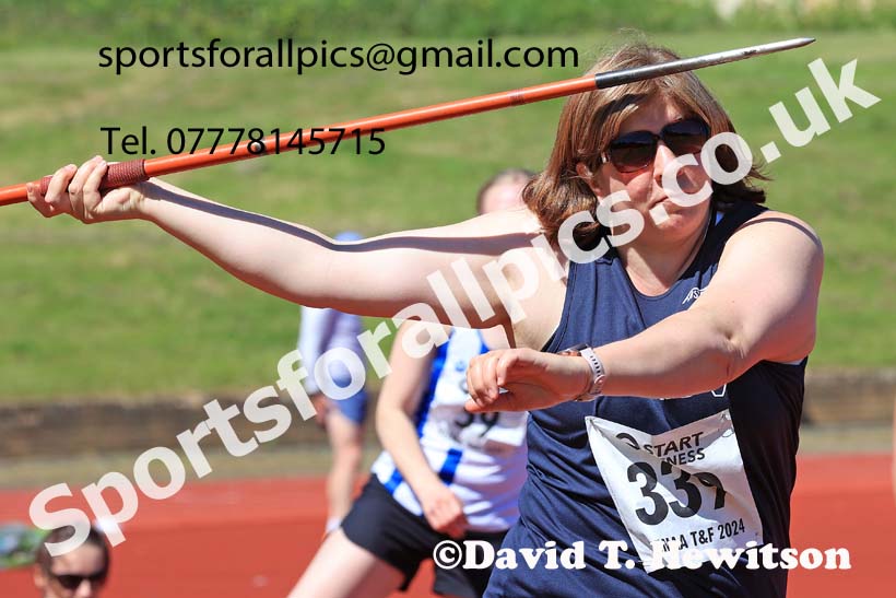 Womens javelin, 2024 NE Masters Track and Field Champs., Monkton Stadium, Jarrow.  Photo: David T. Hewitson/Sports for All Pics